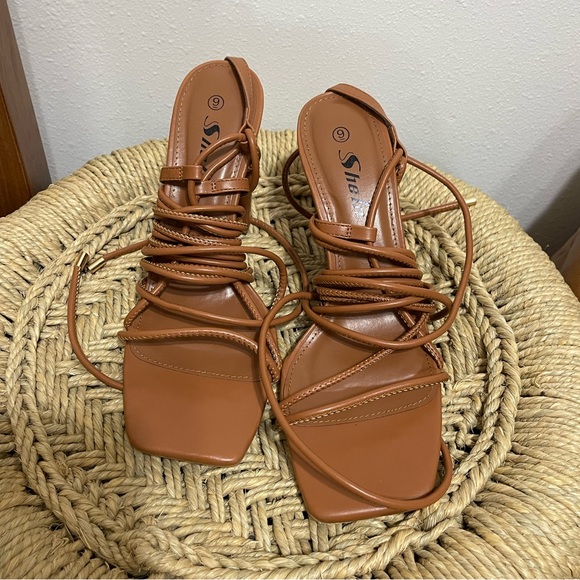 brown shein strappy heels - Picture 3 of 4